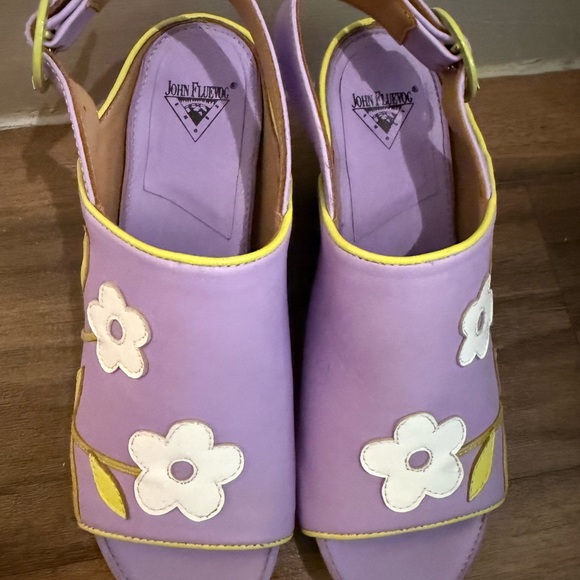 John Fluevog Purple Floral Wedges - Picture 4 of 4